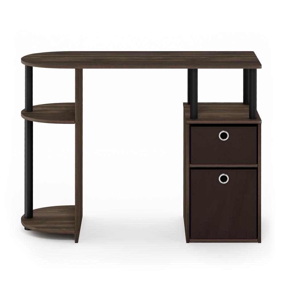Furinno 15111 JAYA Simplistic Computer Study Desk with Bin Drawers, Columbia Walnut/Black/Dark Brown