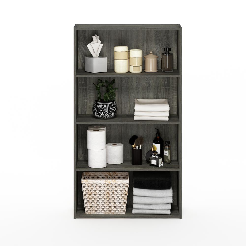 Furinno Pasir 4 Tier Open Shelf, French Oak Grey