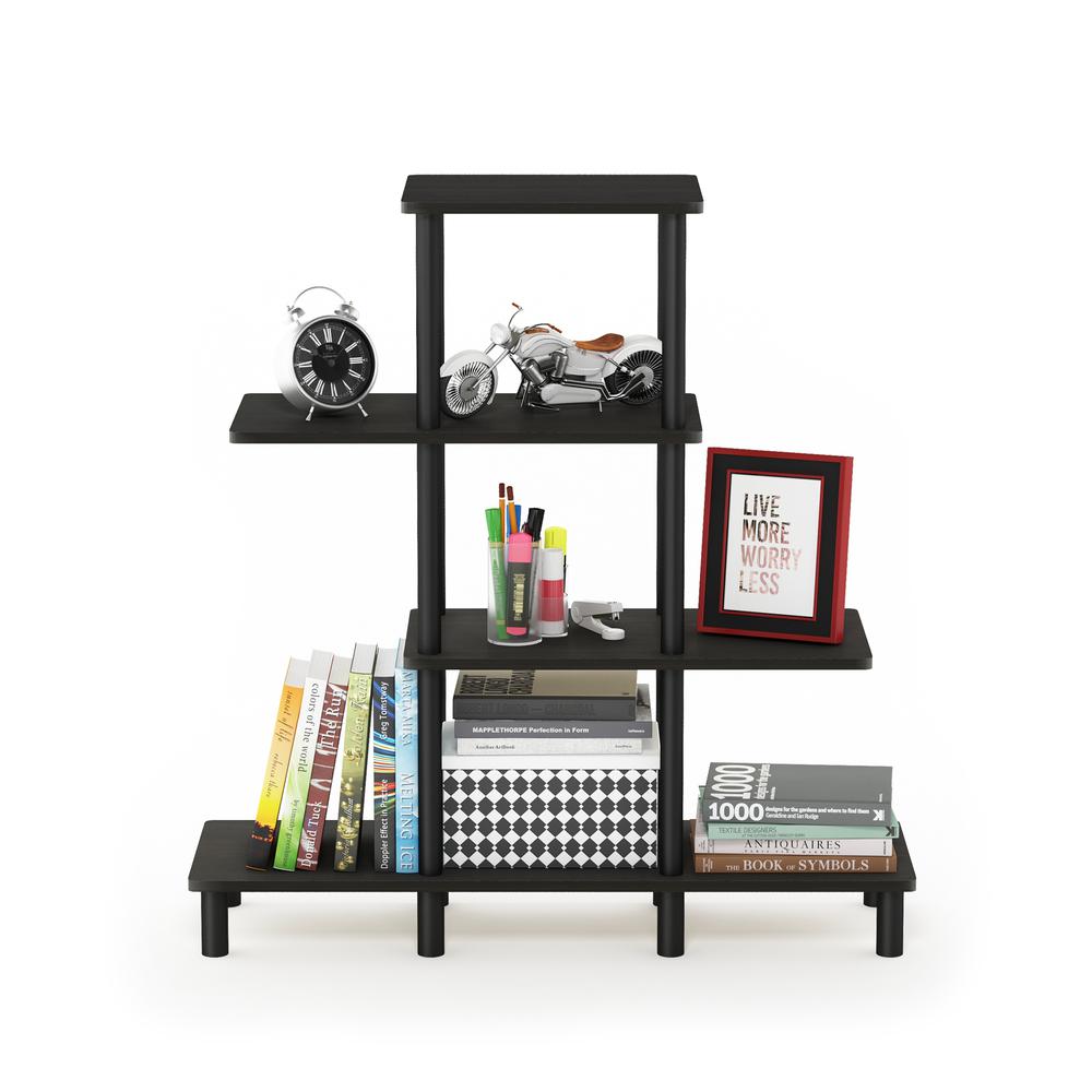 Furinno Turn-N-Tube 4-Tier Design Display Rack, Espresso/Black