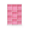 Furinno 11-Cube Reversible Open Shelf Bookcase, White/Pink