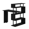 Furinno Moore L-Shape Computer Desk with 5-Tier Shelves, Americano/Black