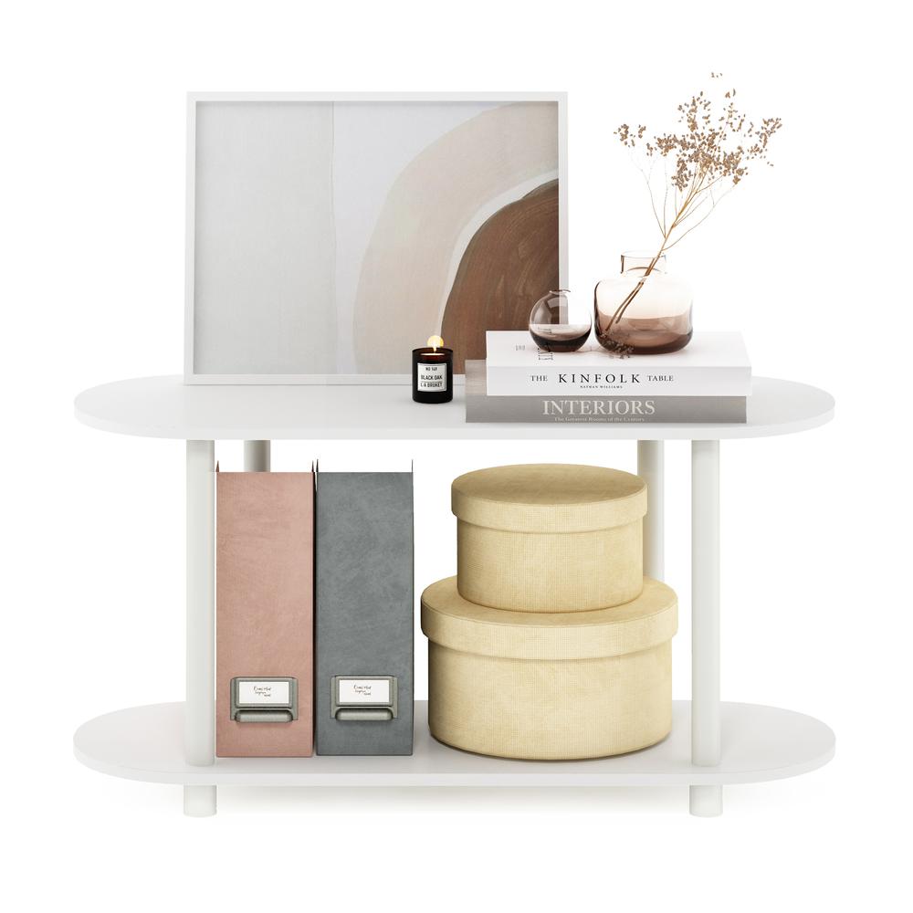 Furinno Turn-N-Tube No Tools Modern Oval Side Table, White/Virgin White