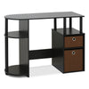 15111 JAYA Simplistic Computer Study Desk with Bin Drawers, Espresso - Furinno