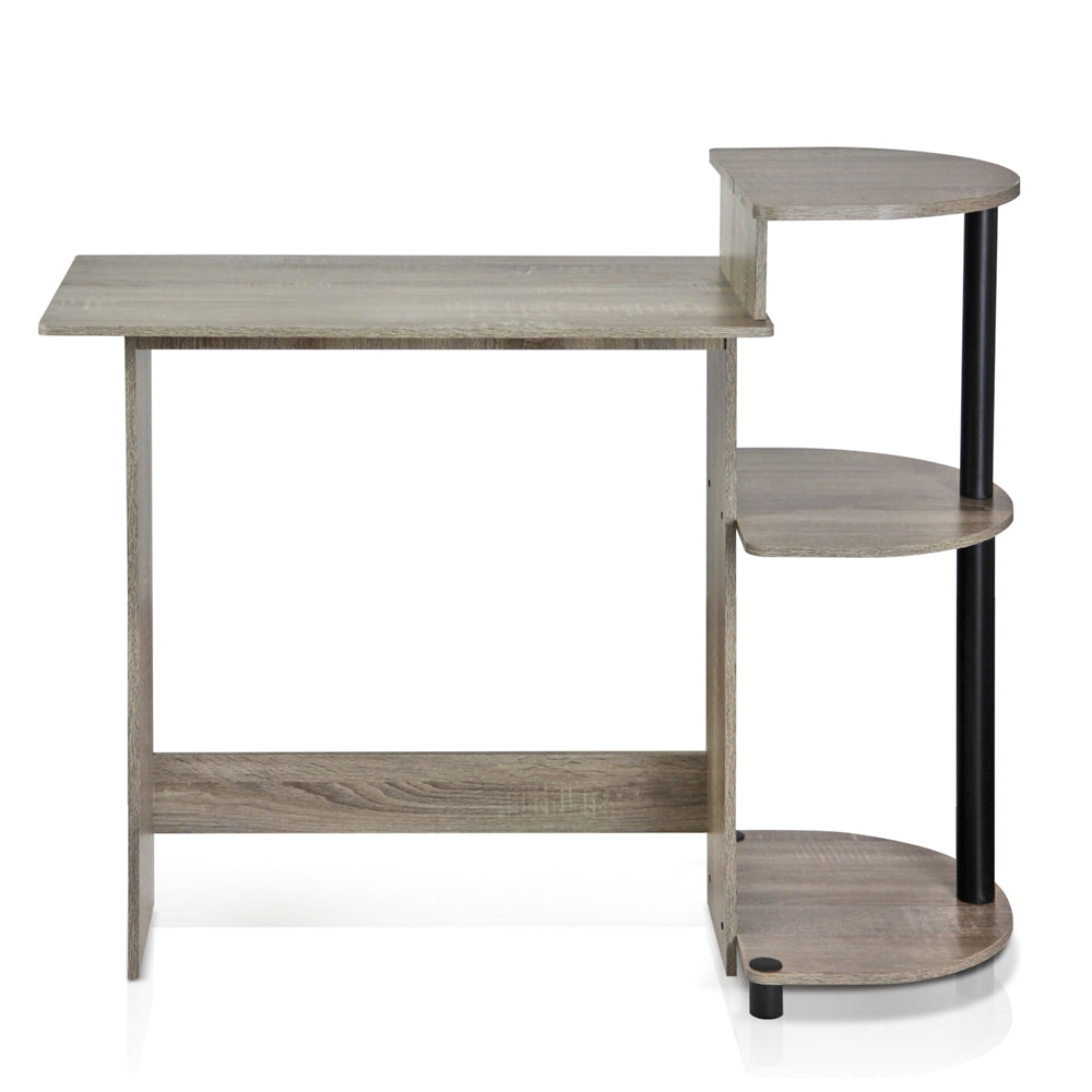 Compact Computer Desk, French Oak Grey/Black - Furinno