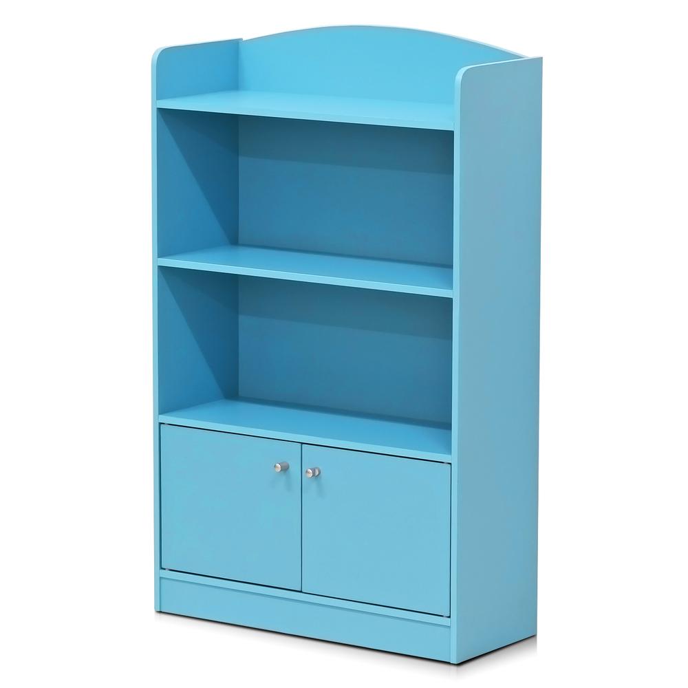 KidKanac Bookshelf with Storage Cabinet, Light Blue - Furinno