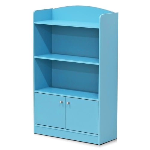 KidKanac Bookshelf with Storage Cabinet, Light Blue - Furinno