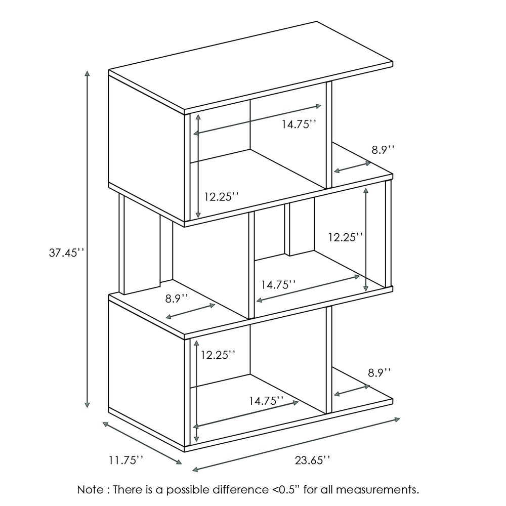 Furinno Simply Modern Open 3-Tier Open Book Shelf, Espresso