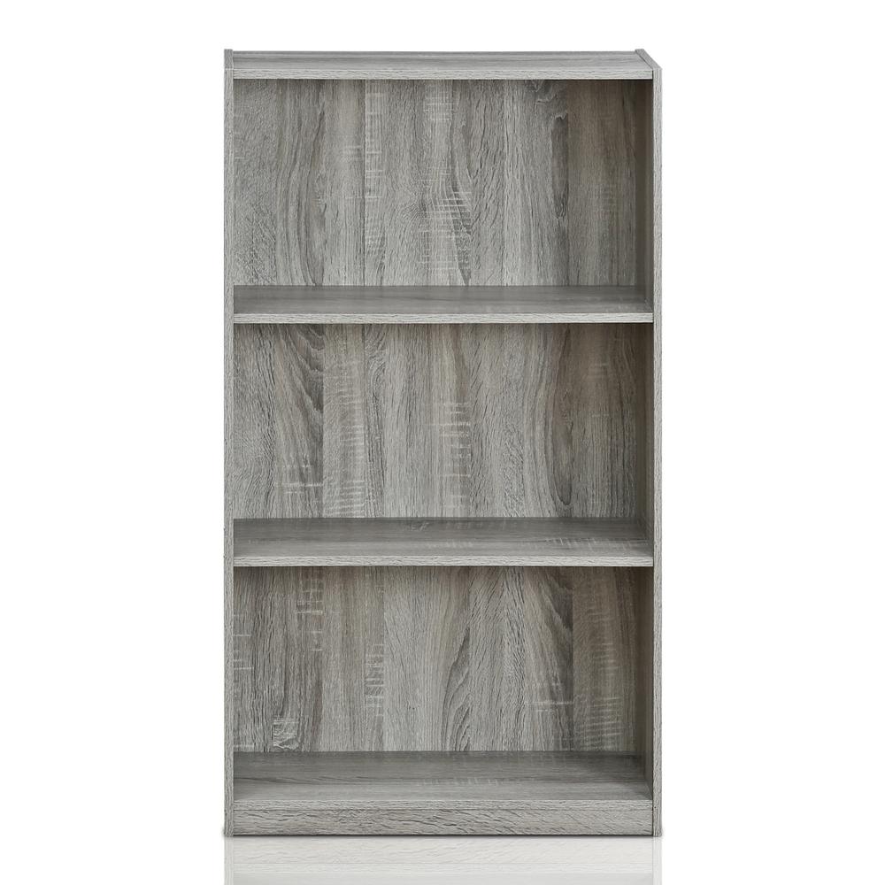 Furinno Basic 3-Tier Bookcase Storage Shelves, French Oak Grey, 99736GYW