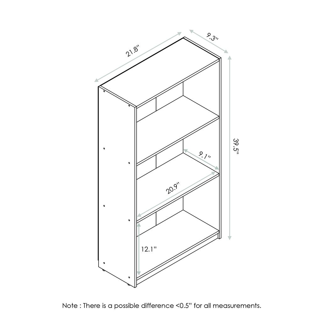 Furinno Basic 3-Tier Bookcase Storage Shelves, Dark Walnut, 99736DWN