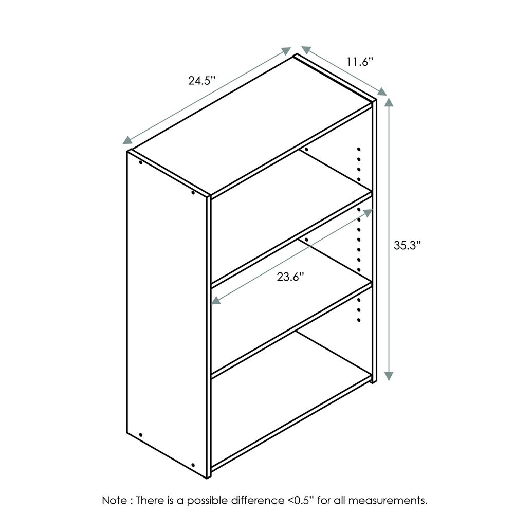 Furinno Wright 3-Shelf Bookcase, Soft White