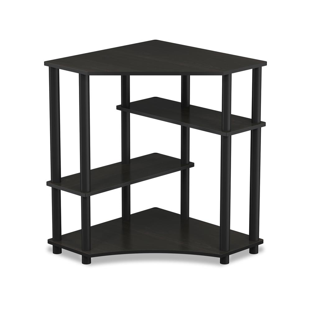 Turn-N-Tube Space Saving Corner Desk with Shelves, Espresso/Black - Furinno