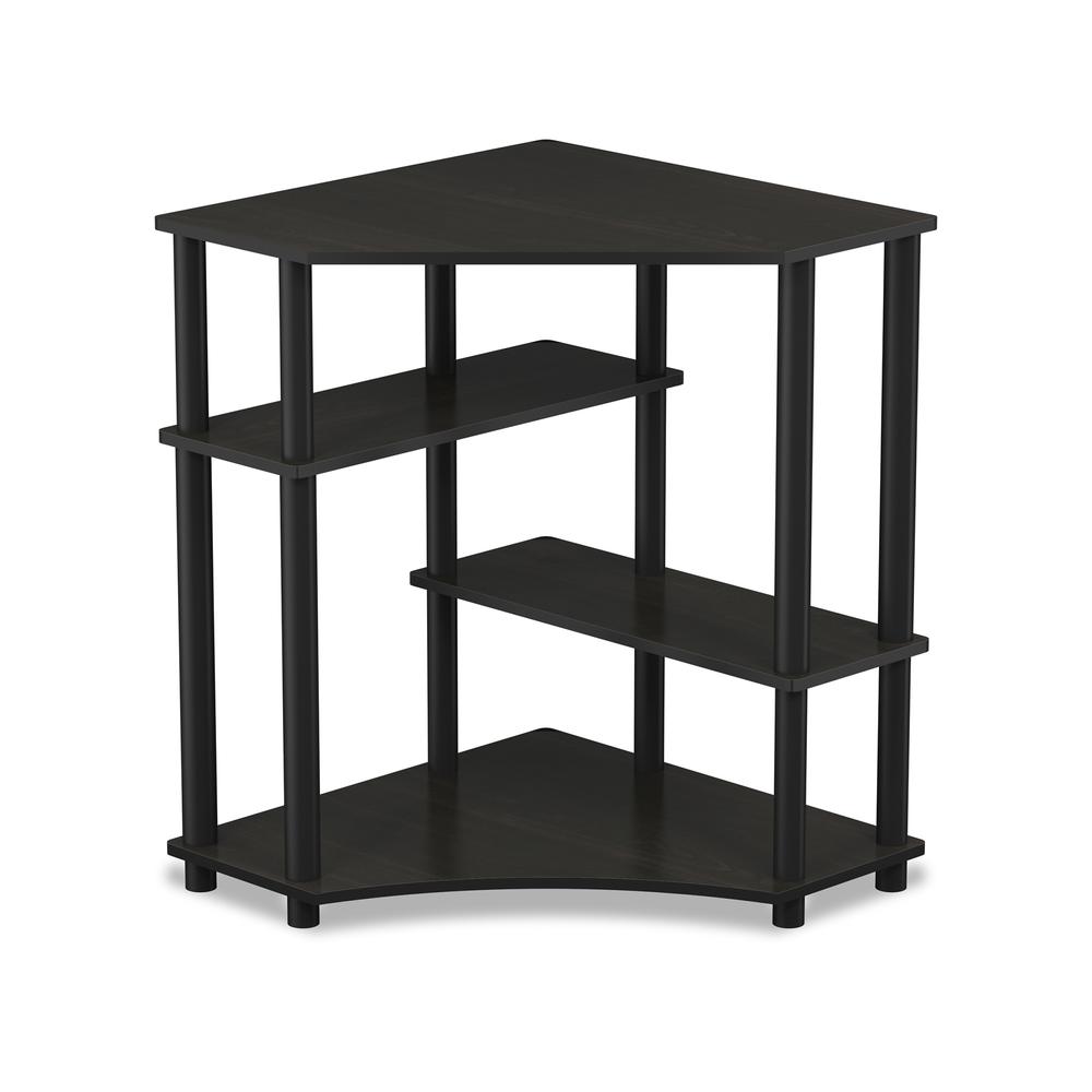 Turn-N-Tube Space Saving Corner Desk with Shelves, Espresso/Black - Furinno
