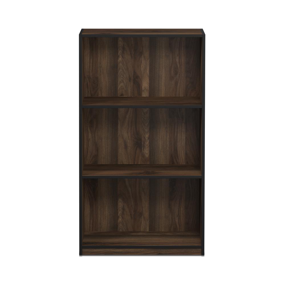 Furinno 99736 Basic 3-Tier Bookcase Storage Shelves, Columbia Walnut/Black