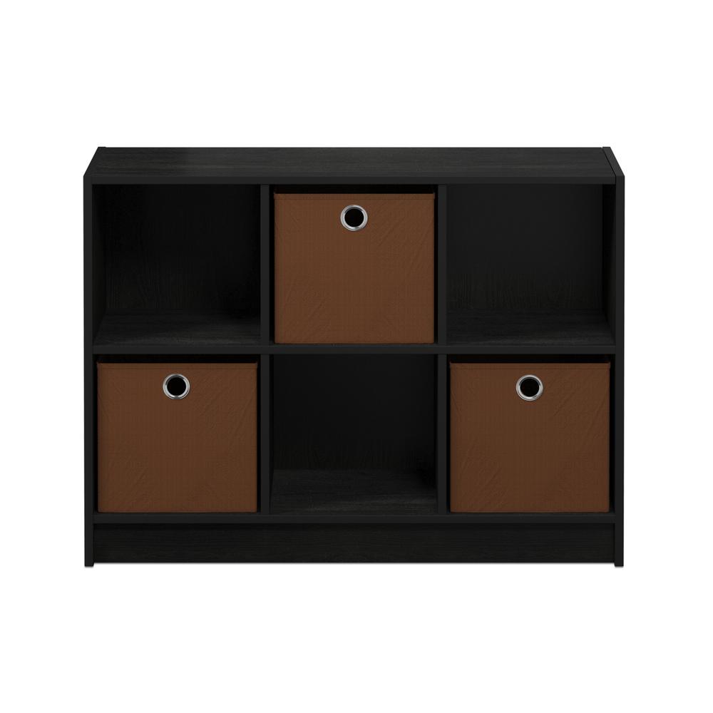 Basic 3x2 Bookcase Storage w/Bins, Americano/Medium Brown - Furinno
