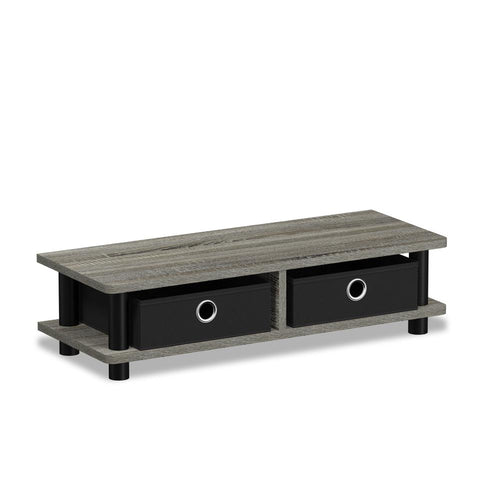 Turn-N-Tube Monitor Stand, French Oak Grey/Black - Furinno