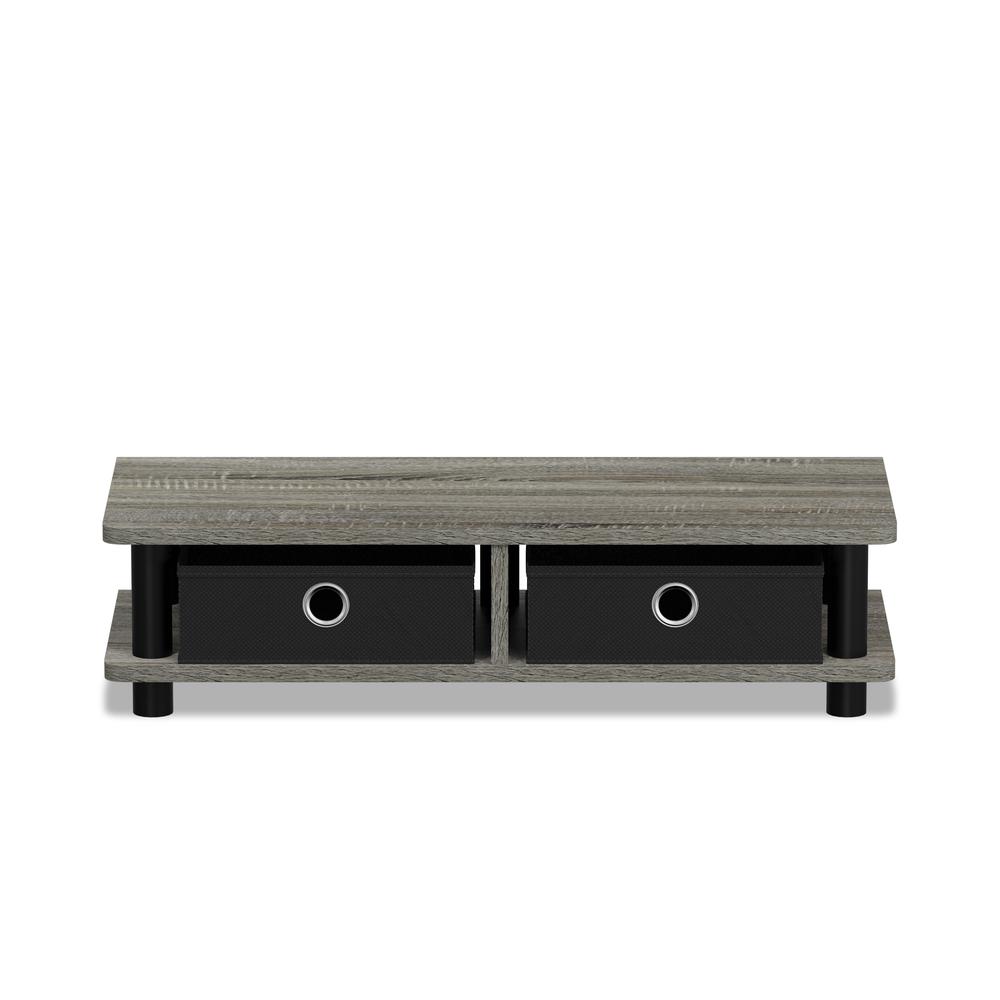 Turn-N-Tube Monitor Stand, French Oak Grey/Black - Furinno