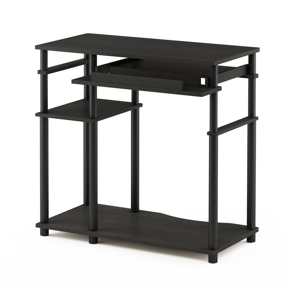 Abbott Computer Desk with Bookshelf, Espresso/Black, 17097EX/BK - Furinno