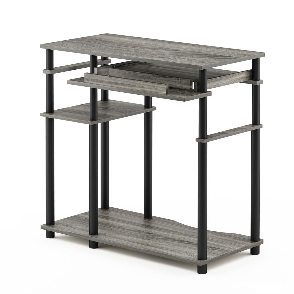 Abbott Computer Desk with Bookshelf, French Oak Grey/Black, 17097GYW/BK - Furinno