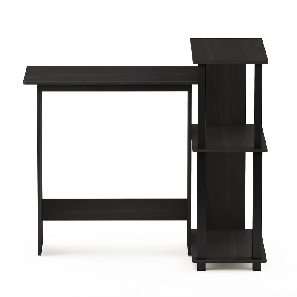 Abbott Corner Computer Desk with Bookshelf, Espresso/Black, 16086R1EX/BK - Furinno
