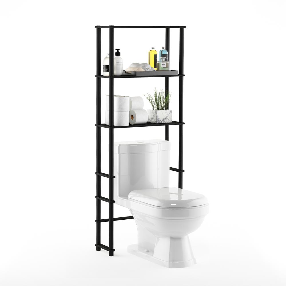 Turn-N-Tube Toilet Space Saver with 3 Shelves, Espresso/Black, 99763EX/BK - Furinno