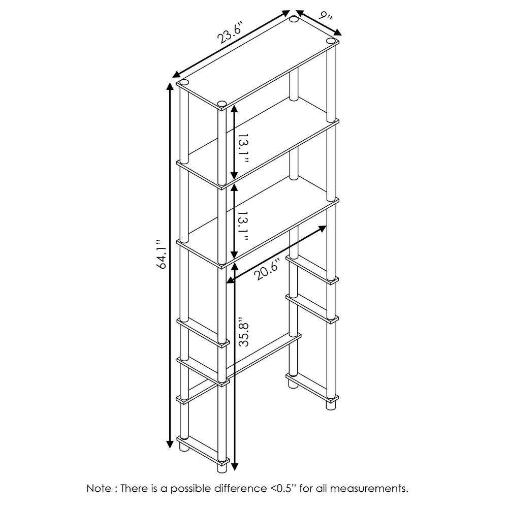 Turn-N-Tube Toilet Space Saver with 3 Shelves, French Oak Grey/Black, 99763GYW/BK - Furinno