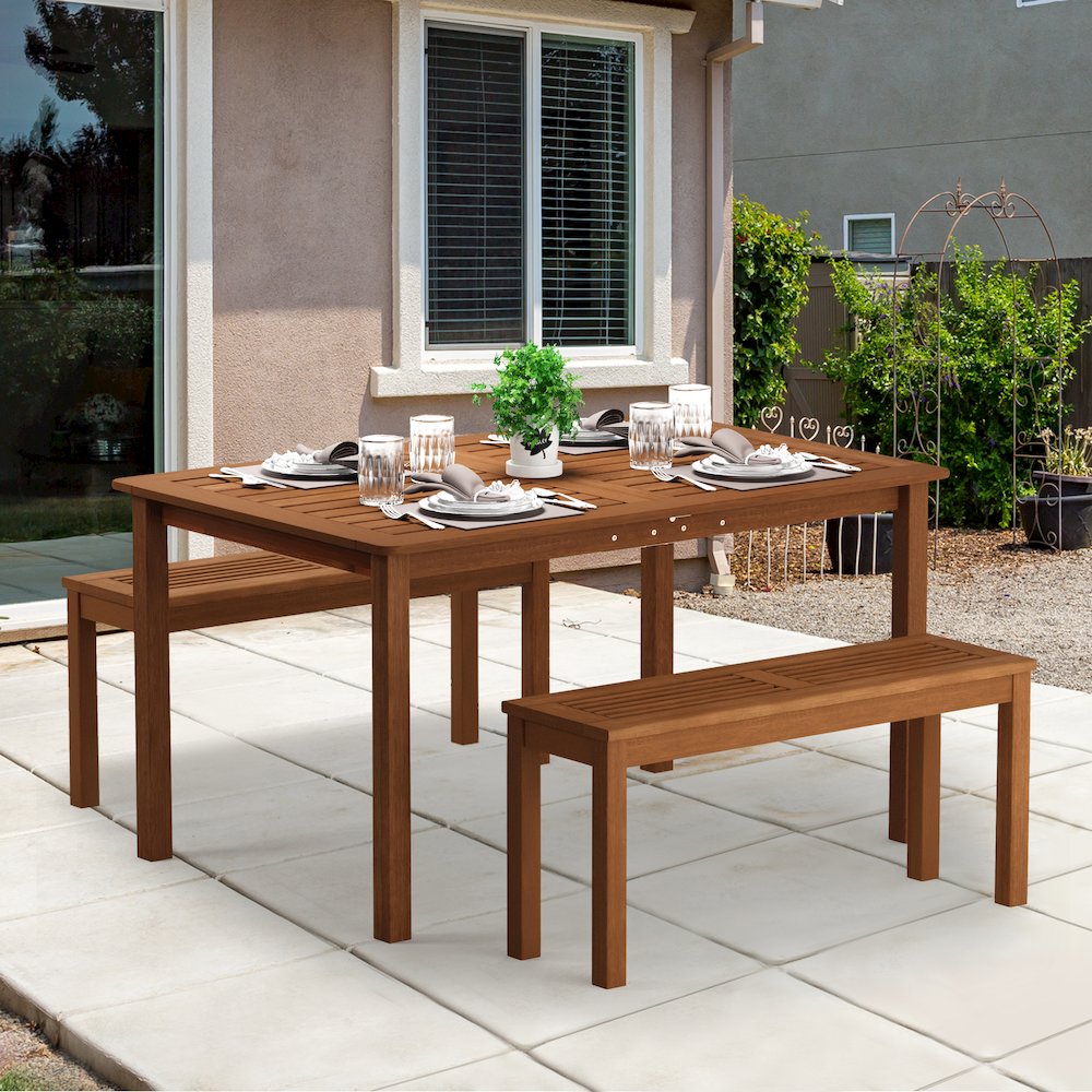Tioman Hardwood Promo Backless Bench in Teak Oil - Furinno