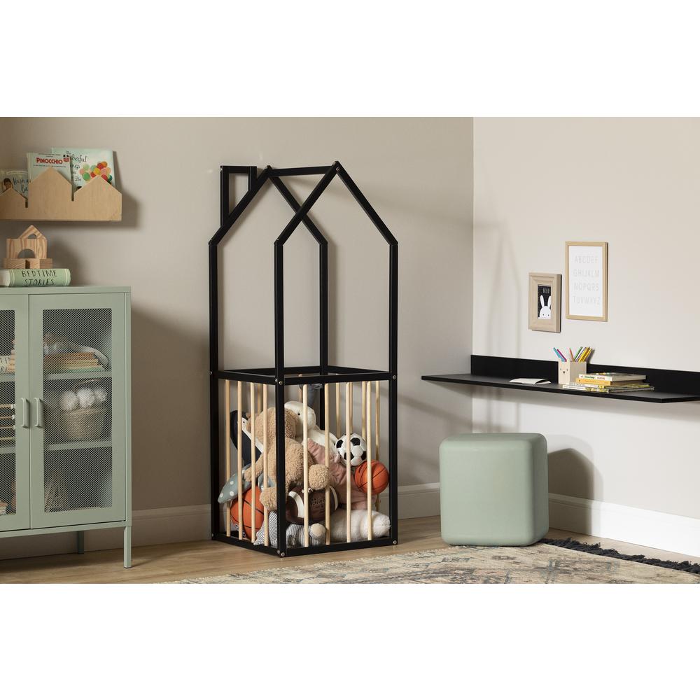 Ohana House Shaped Storage Unit, Black and Natural - South Shore Furniture