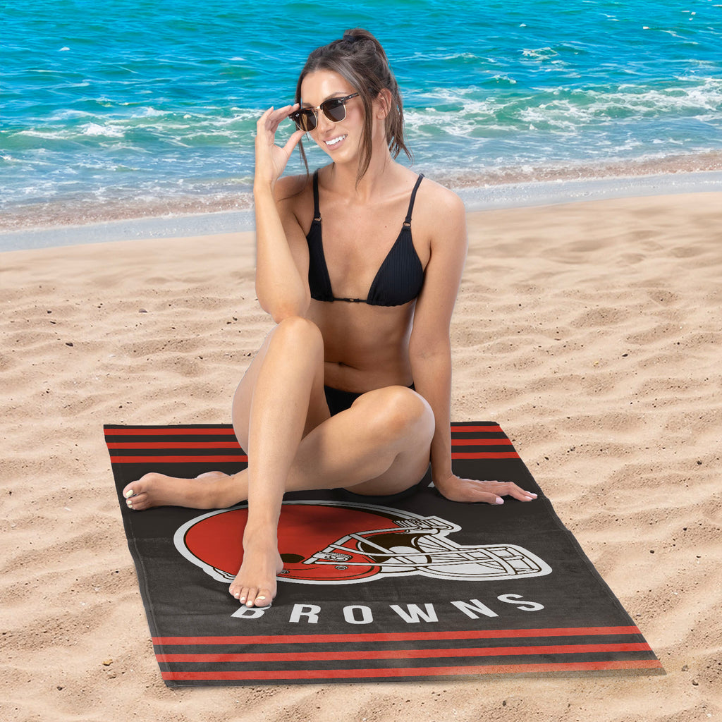 Cleveland Browns NFL Stripes Beach Towel 30 X 60 Inches - Northwest