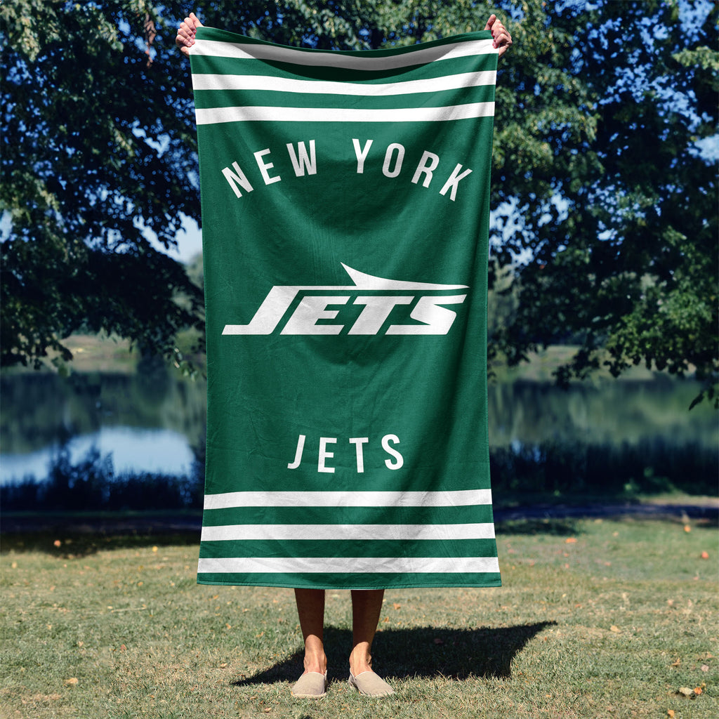 New York Jets NFL Stripes Beach Towel 30 X 60 Inches - Northwest