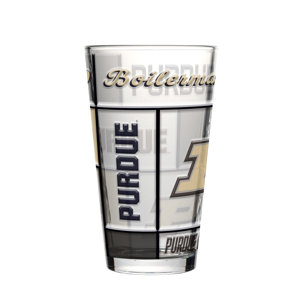 Purdue Boilermakers Pint Glass 16oz Quilted Stained Boxed - Logo Brands