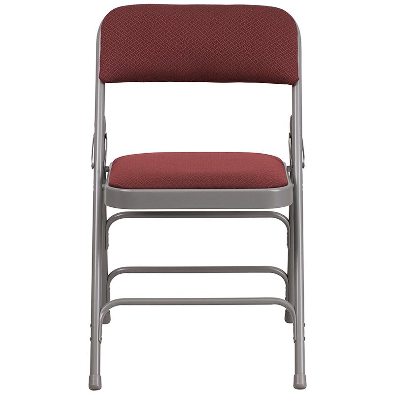 2 Pack Triple Braced & Double Hinged Burgundy Fabric Metal Folding Chair - Flash Furniture
