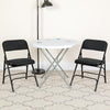 2 Pack Triple Braced & Double Hinged Black Patterned Fabric Metal Folding Chair - Flash Furniture