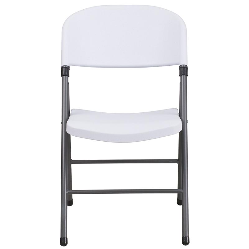 2 Pack HERCULES Series 330 lb. Capacity Granite White Plastic Folding Chair with Charcoal Frame - Flash Furniture