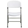 HERCULES Series White Plastic Folding Chairs | Set of 2 Lightweight Folding Chairs with Gray Frame - Flash Furniture