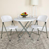 HERCULES Series White Plastic Folding Chairs | Set of 2 Lightweight Folding Chairs with Gray Frame - Flash Furniture