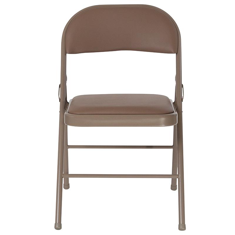 2 Pack HERCULES Series Double Braced Beige Vinyl Folding Chair - Flash Furniture