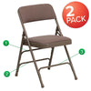 2 Pack HERCULES Series Curved Triple Braced & Double Hinged Beige Fabric Metal Folding Chair - Flash Furniture