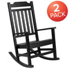 Set of 2 Winston All-Weather Rocking Chair in Black Faux Wood - Flash Furniture
