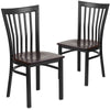 2 Pk. HERCULES Series Black School House Back Metal Restaurant Chair - Walnut Wood Seat - Flash Furniture