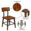 2 Pack Rustic Antique Walnut Industrial Wood Dining Chair - Flash Furniture