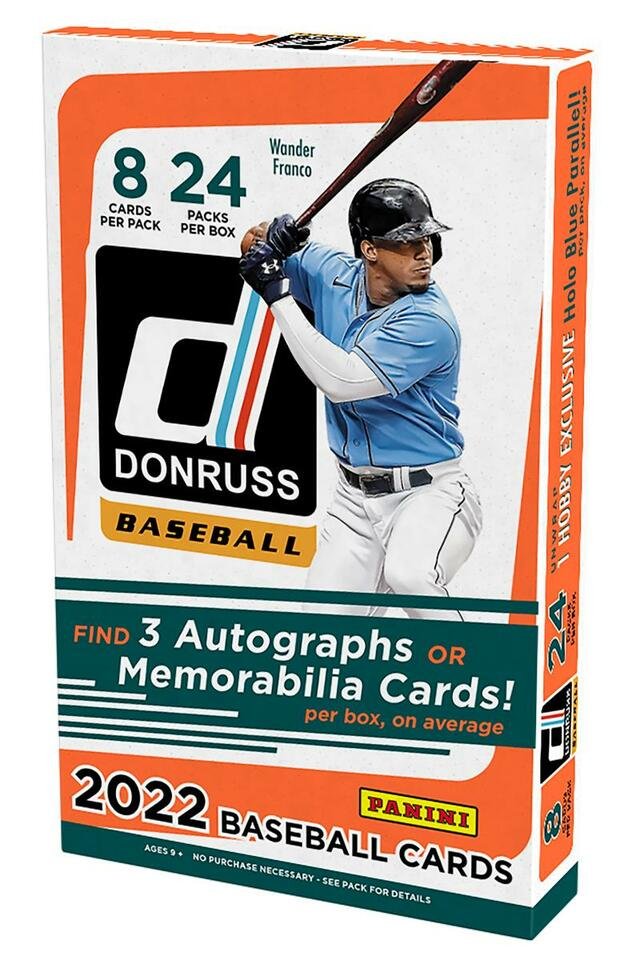 2022 Panini Donruss Baseball Hobby Box (24 Packs/8 Cards: 2 Autos, 1 Mem)