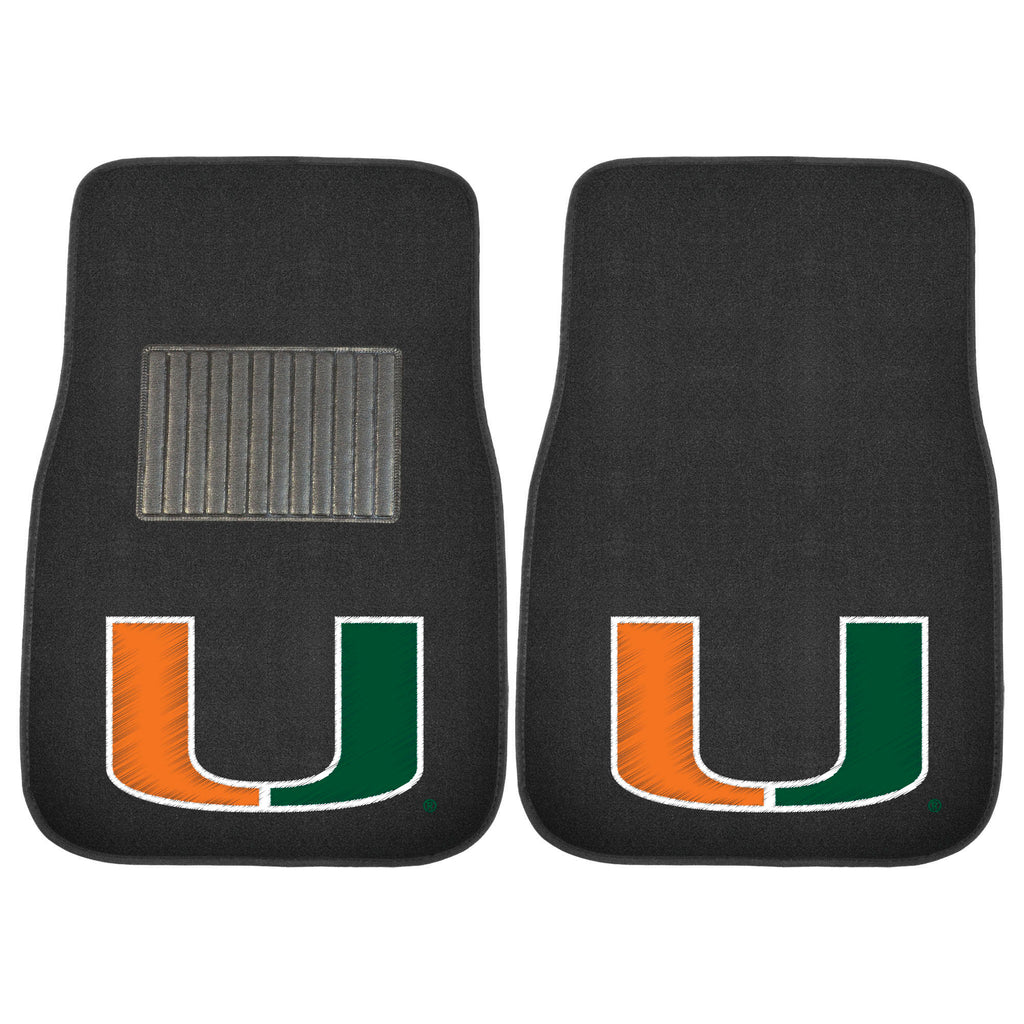 Fanmats - University of Miami 2-pc Embroidered Car Mat Set 17''x25.5''