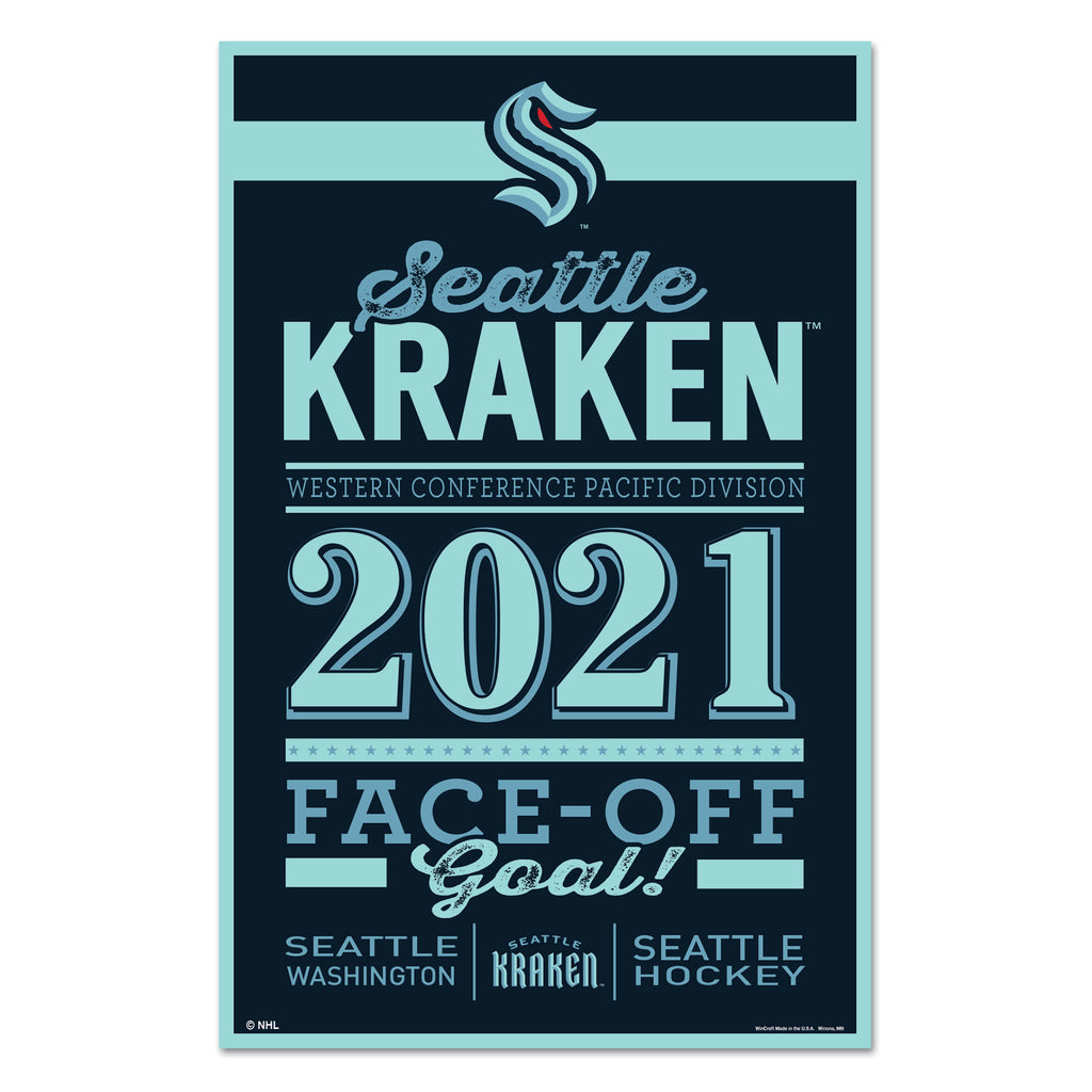 Seattle Kraken Sign 11x17 Wood Established Design - WinCraft