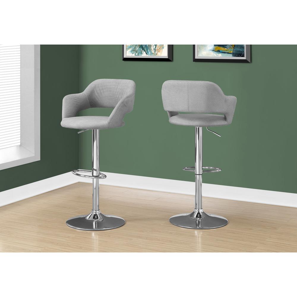 Bar Stool, Swivel, Bar Height, Adjustable, Chrome - Monarch