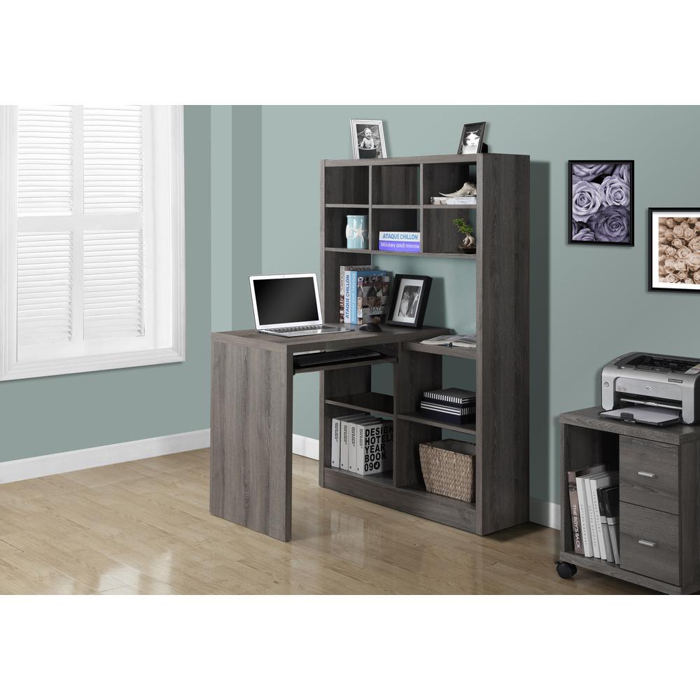 Computer Desk, Home Office, Bookcase, Corner, Storage Shelves, Left - Monarch