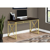 Computer Desk, Home Office, Laptop, Work, Brown Laminate, Gold - Monarch