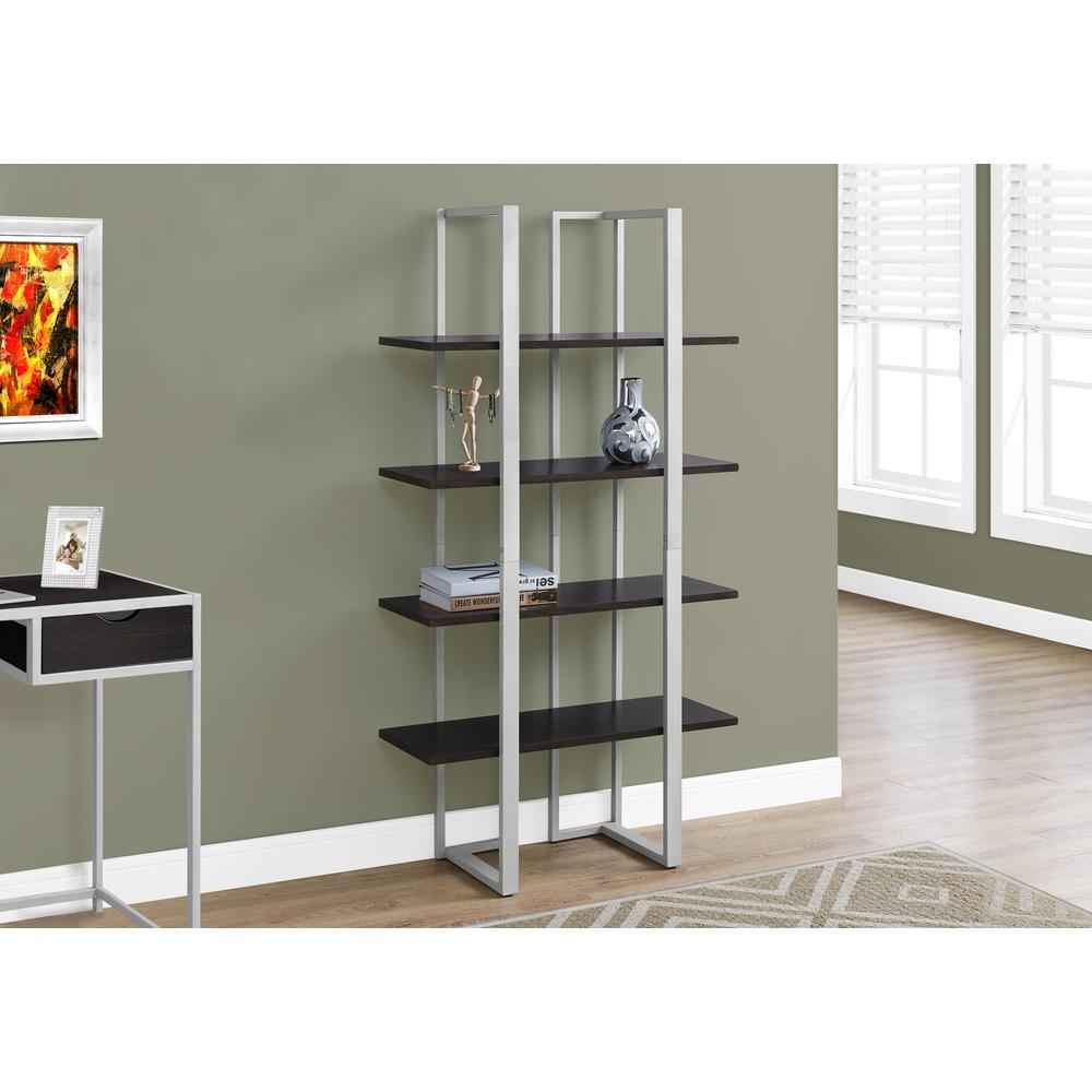 Bookshelf, Bookcase, Etagere, 4 Tier, 60H, Office, Bedroom, Brown Laminate - Monarch