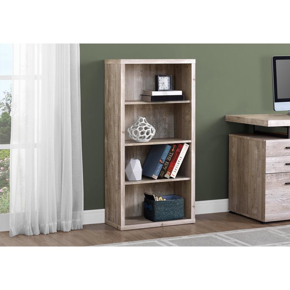 Bookshelf, Bookcase, Etagere, 5 Tier, 48H, Office, Bedroom, Beige Laminate - Monarch