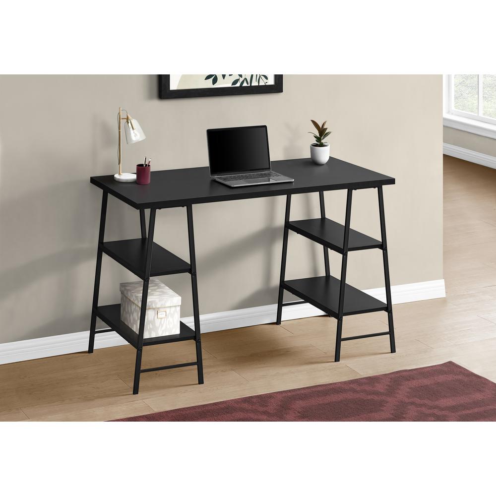 Computer Desk, Home Office, Laptop, Storage Shelves, 48L, Work, Black Laminate - Monarch