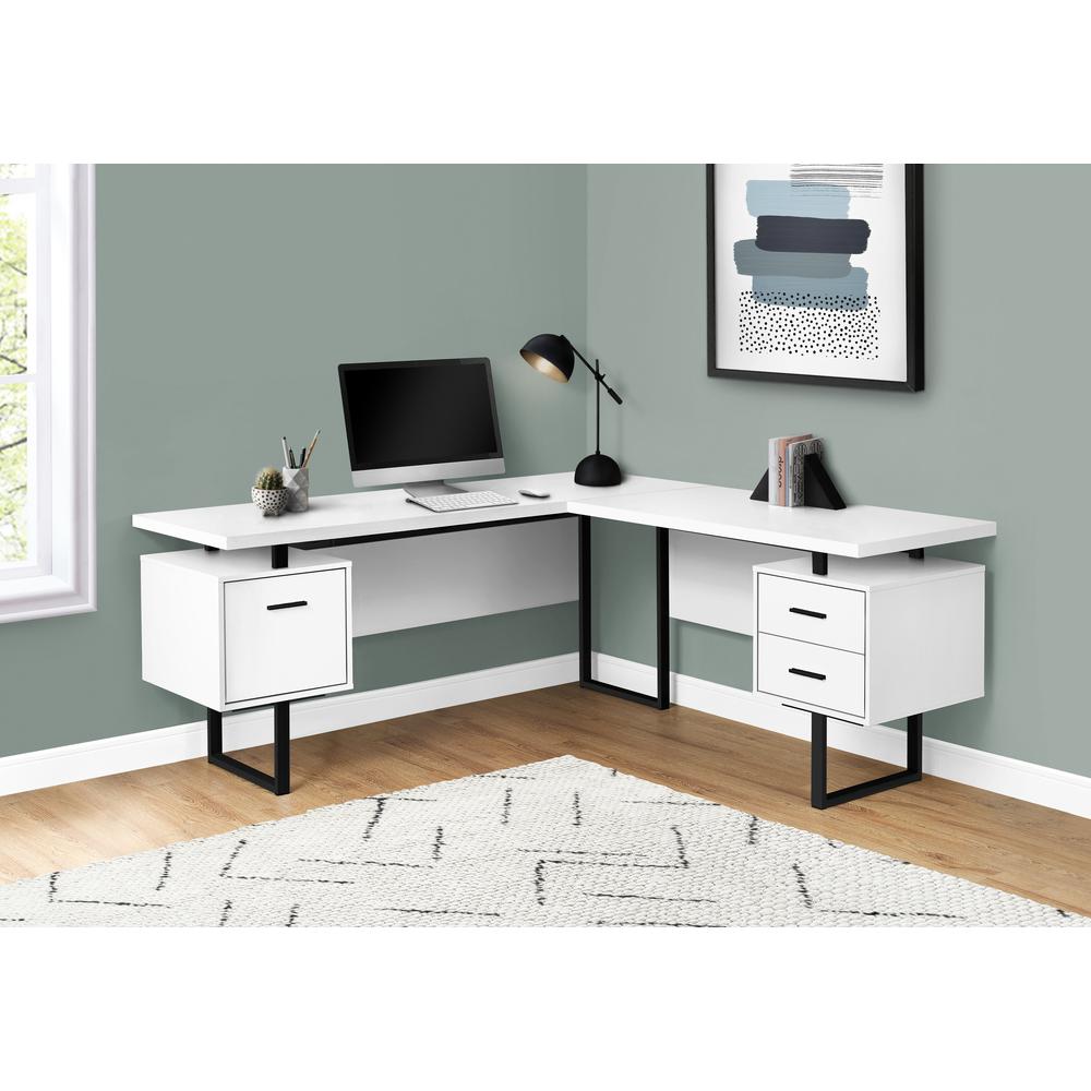 Computer Desk, Home Office, Corner, Left, Right Set-up, Storage Drawers, 70L - Monarch